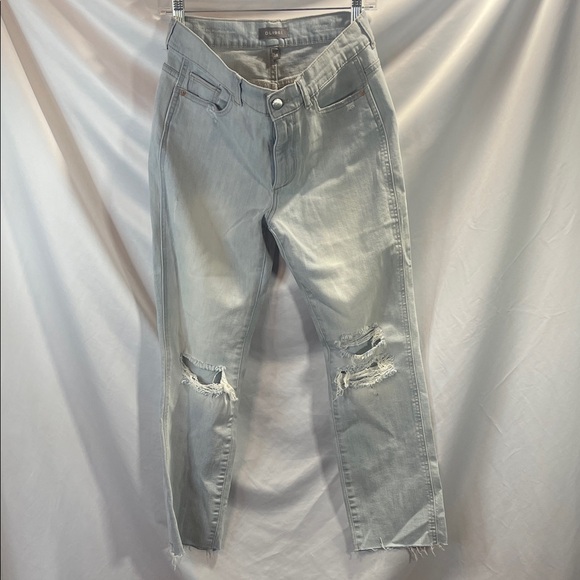 DL1961 Light Gray Boyfriend Jeans with Distressing